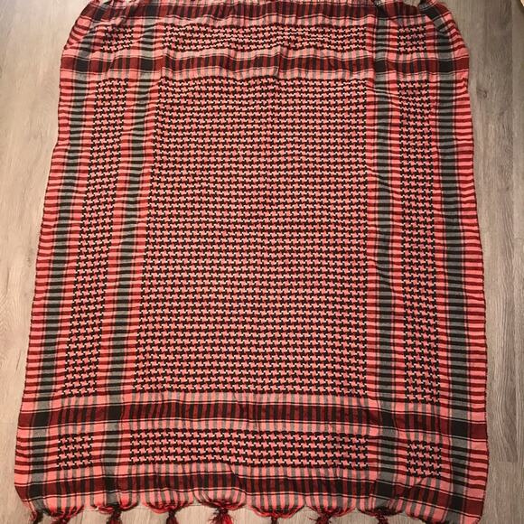 Red, Black & White Scarf, Shawl, Coverup, Blanket - Picture 2 of 8